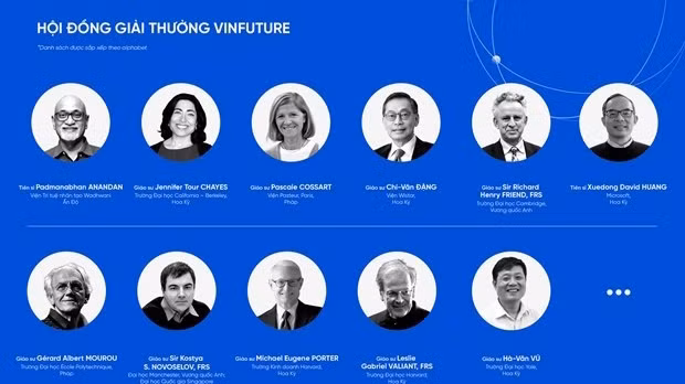 VinFuture全球奖评委会名单。（图片来源：越通社）
