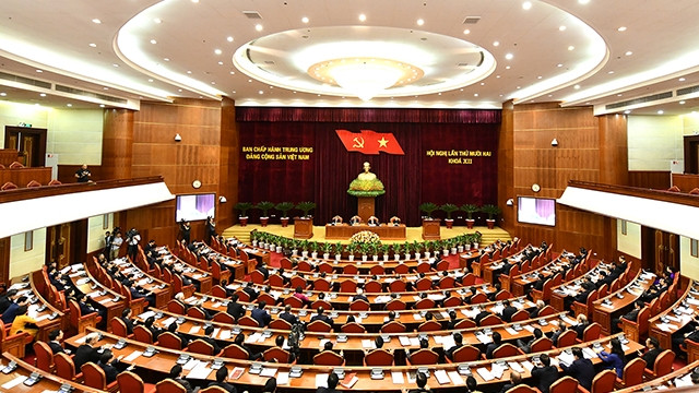 越共十二届十二中全会全景。（图片来源：登科 摄）