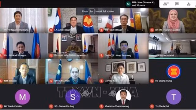 视频会议。（图片来源：越通社）
