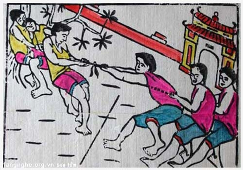 附图：越南笙村民间木刻版画。