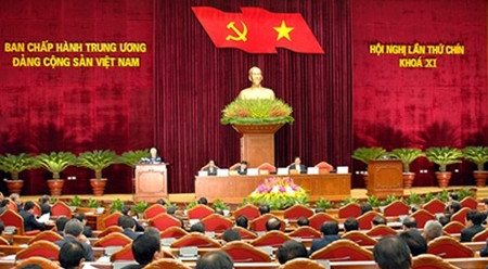 越南共产党第十一届中央委员会第九次全体会议现场。（图片来源：越南快讯网）