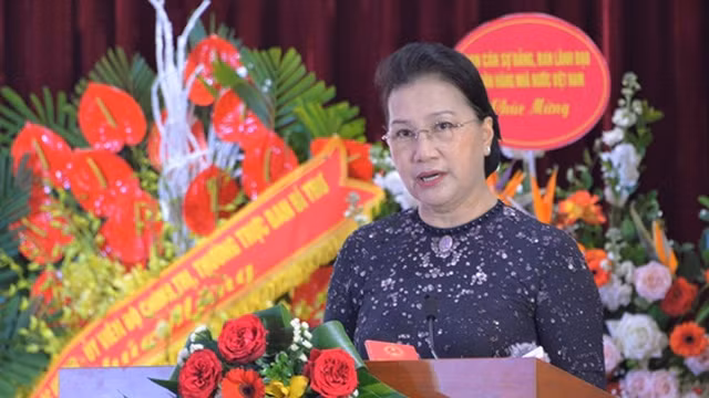 国会主席阮氏金银在会上讲话。