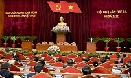 越共十三届三中全会闭幕会。（登科 摄）