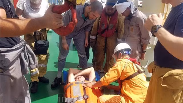 医务人员对贝鲁诺维克进行急救。 （图片来源：越通社）