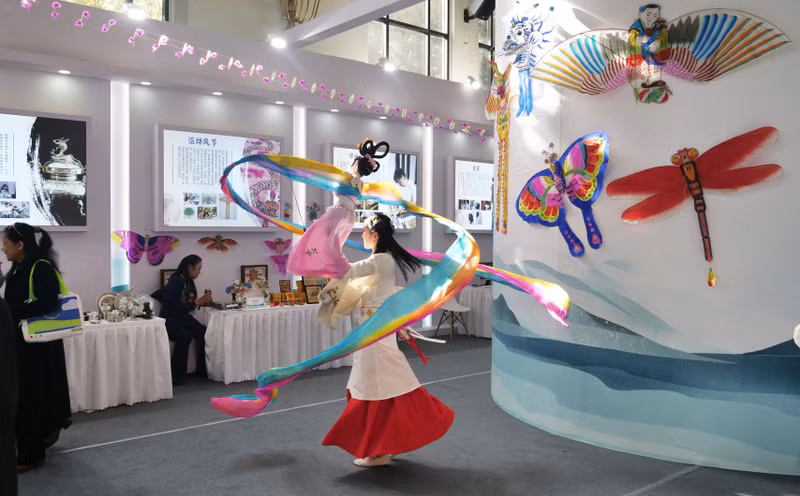 山东传统手工艺的展示。
