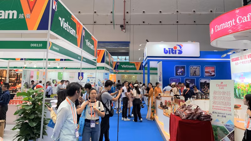 2023年在广西举行的中国—东盟博览会上，越南展区吸引大量观众参加。（杜有兴 摄）