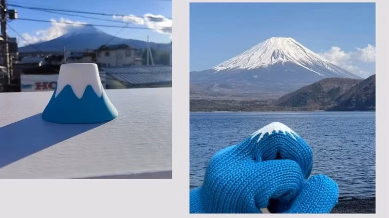 神圣象征富士山被生动地“转化”为纪念品。 神圣象征富士山被生动地“转化”为纪念品。