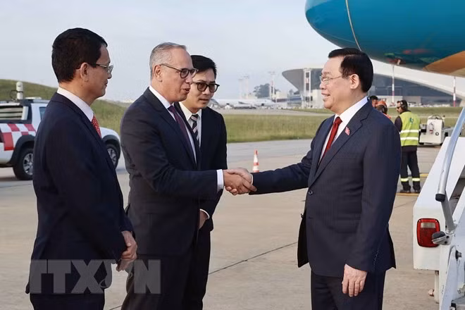 乌拉圭外交部礼宾局局长Santiago Wins、越南驻阿根廷兼驻乌拉圭大使杨国青等到机场迎接王廷惠一行。