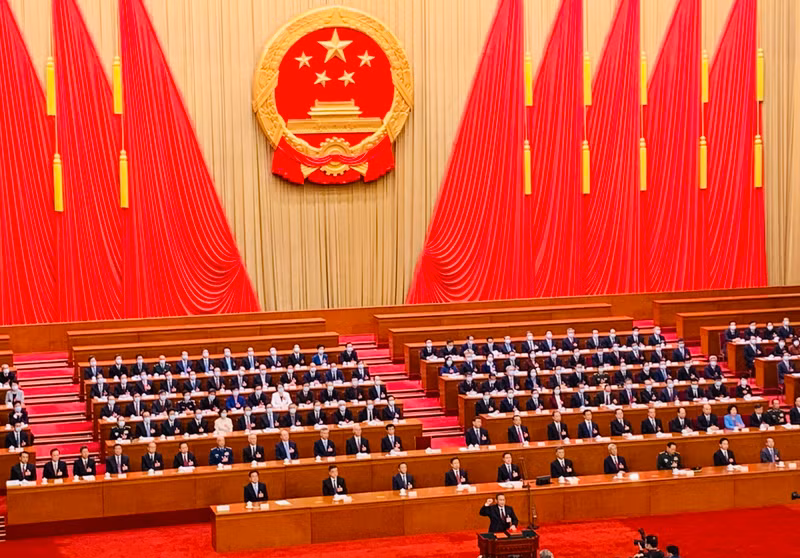 中国新任国务院总理李强进行宪法宣誓。（杜有兴 摄）