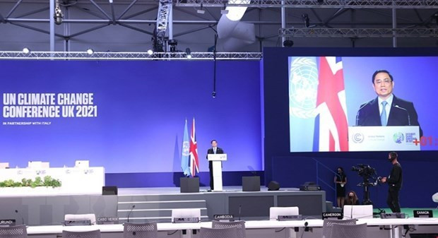 越南政府总理范明正出席COP26会议并发表演讲。