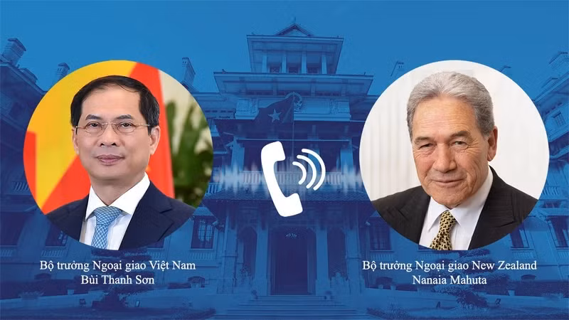 越南外交部长裴青山与新西兰副总理、外交部长温斯顿·彼得斯通电话。（图片来源：越通社）
