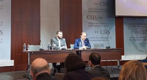 美国战略与国际问题研究中心1月23日在美国首都华盛顿举行越美关系研讨会。