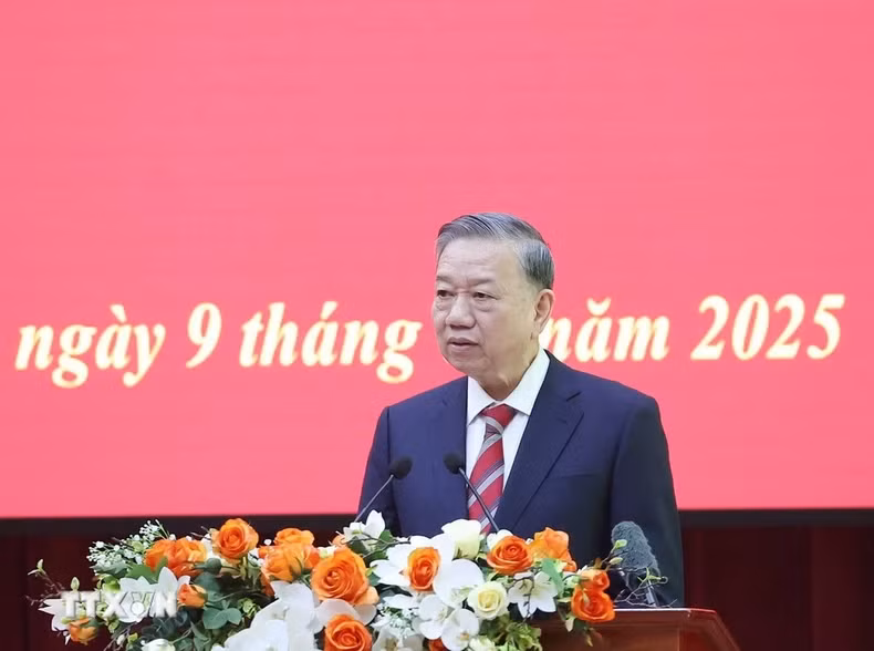 苏林总书记发表讲话。