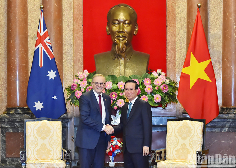 国家主席武文赏会见澳大利亚总理安东尼·阿尔巴尼斯。（水源 摄）