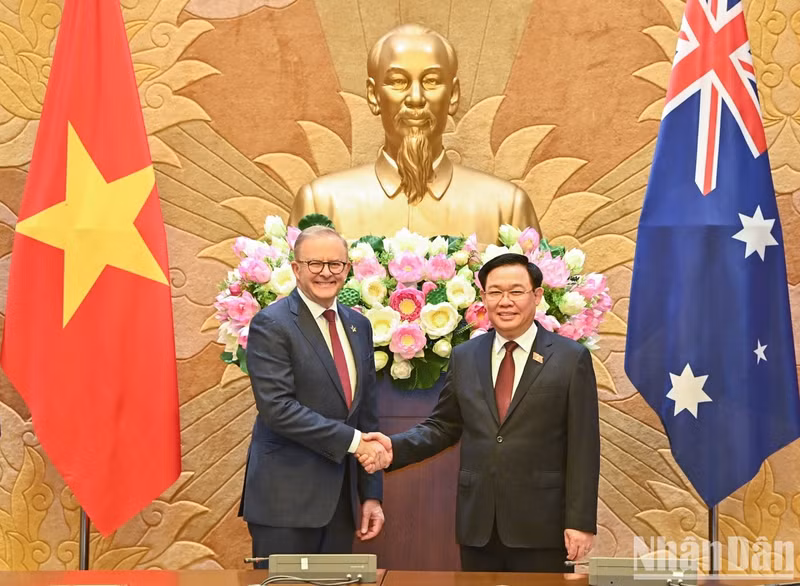 越南国会主席王廷惠会见澳大利亚总理安东尼·阿尔巴尼斯。（维灵 摄）