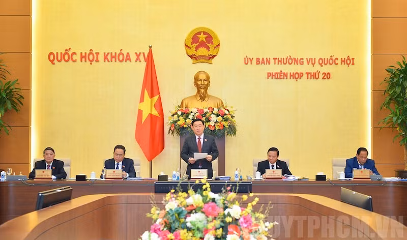 越南国会主席王廷惠在开幕式上介绍会议主要和重要内容。