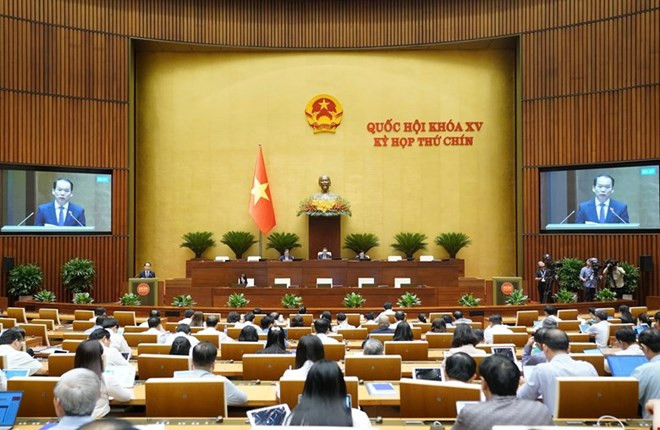 越南第十五届国会第九次会议场景。