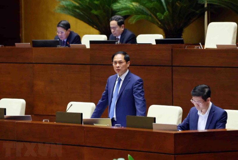 外交部部长裴青山回答询问。