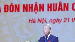 越共中央总书记苏林发表讲话。