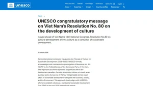 UNESCO发布祝贺越南文化发展决议的贺文。