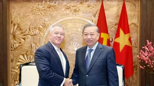 越共中央总书记苏林会见美国助理国务卿迈克尔·德索姆布尔。（图片来源：越通社）