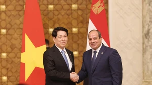 越南国家主席梁强和埃及总统阿卜杜勒·法塔赫·塞西。