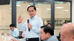 越南政府副总理裴青山发表讲话。
