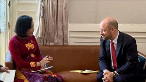 国会副主席阮氏清同法国参议院副议长洛伊克·埃尔韦举行会谈。