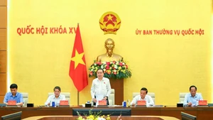 越南国会主席陈青敏在会上发表讲话。（维 灵摄）