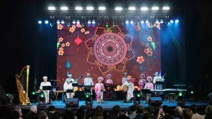 文化交流活动上举行的文艺节目。