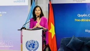 联合国常驻越南协调员宝琳·塔梅西斯发表讲话。（图片来源：越通社）
