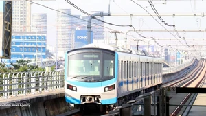 胡志明市城铁一号线滨城—仙泉段。（图片来源：越通社）