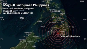 当地时间1月28日，菲律宾棉兰老岛附近海域发生6.0级地震。（图片来源：互联网）