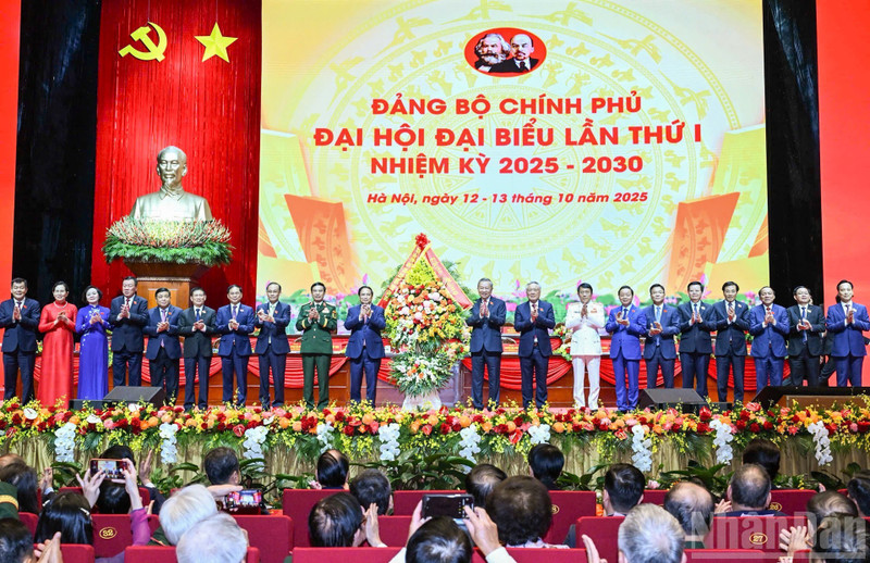 苏林总书记送花祝贺越共政府第一次代表大会。
