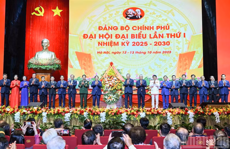 苏林总书记送花祝贺越共政府第一次代表大会。