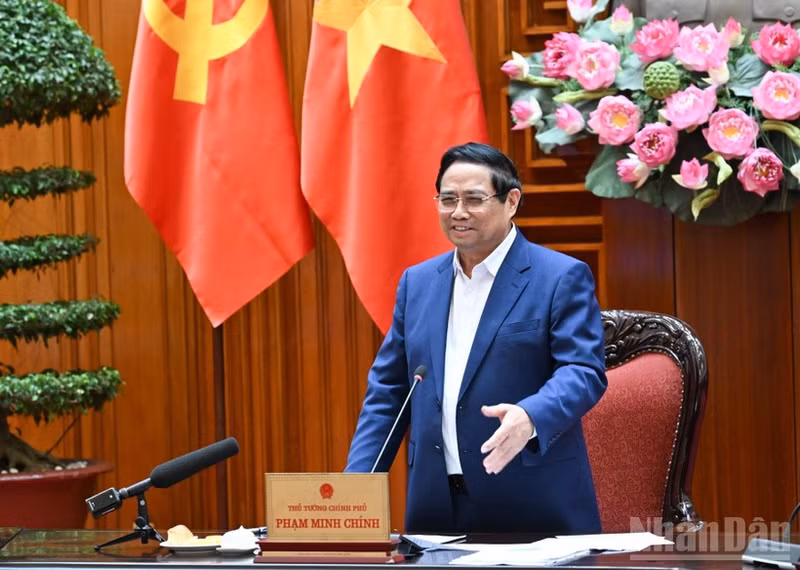 范明正总理在会上发表讲话。（陈海 摄）