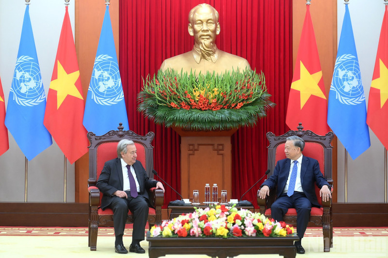 越共中央总书记苏林会见联合国秘书长古特雷斯。