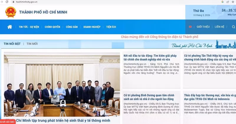 胡志明市人民委员会使用 hochiminhcity.gov.vn的域名。（截面图）