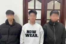 在宣光省公安调查警察机关的三名犯罪嫌疑人。（图片来源：越通社）