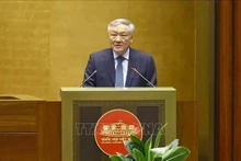 政府常务副总理阮和平在会议上作关于国际金融中心的作用和意义的报告。