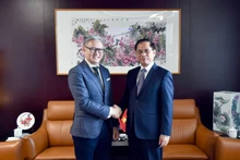 越南政府副总理兼外交部长裴青山会见老挝外交部长通沙万。