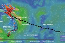 9月29日下午2点，第10号风暴（Bualoi）的位置和路径。（图片来源：越南灾害监测系统）