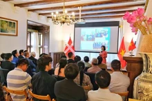 阮黎青大使会见旅丹越南人社群代表。（图片来源：越通社）
