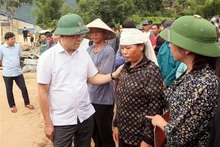 越南政府副总理黎成龙亲切慰问长初乡灾民。（图片来源：越通社）