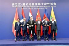 出席澜沧江—湄公河合作（MLC）第十次外长会的代表合影。（图片来源：越通社）