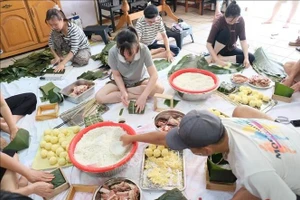 对旅居南非越南人社区而言，一起包粽子的日子始终是大家最期待的日子。（图片来源：越通社）