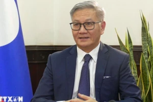 老挝外交部长通沙万•丰威汉接受越通社记者的采访。（图片来源：越通社）