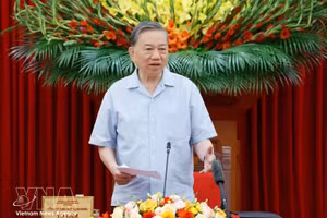 越共中央总书记、国家主席苏林在会议上发言。
