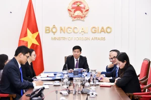 越南外交部副部长阮孟强同菲律宾外交部副部长艾雷拉·林通电话。