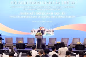 越南外交部长黎怀忠在会上发表讲话。